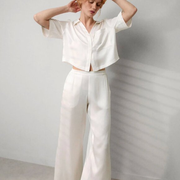 Lunya High Waisted Sleep Set Cumulus Blue L NWT - Picture 7 of 12